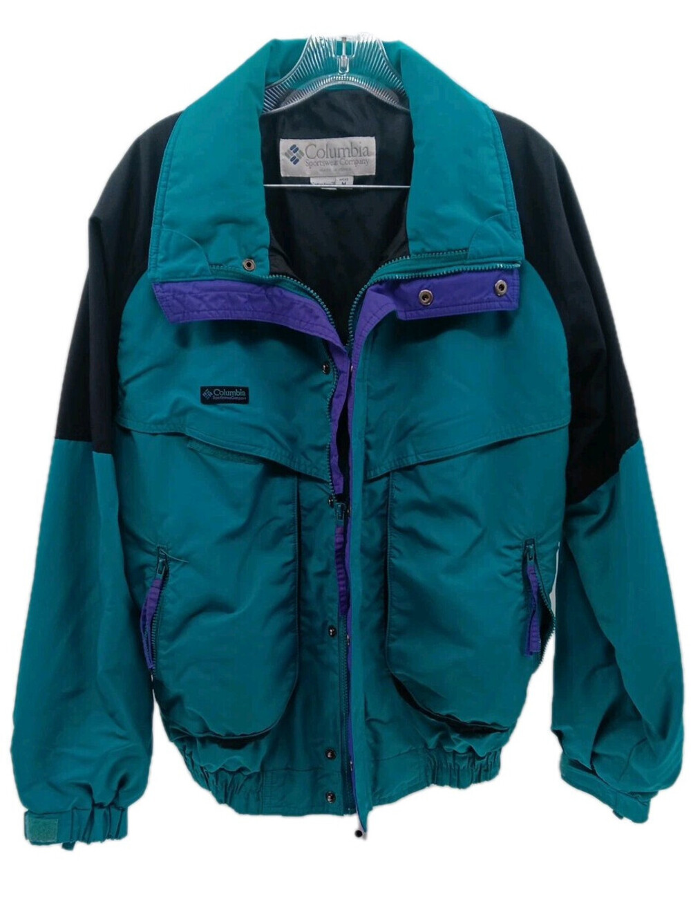 Vintage  Columbia Sportswear Jacket Mens Medium Green Radial Sleeve Outdoor Hike